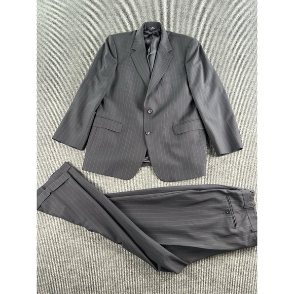 Brooks Brothers Suit Men 44R Gray Pinstripe Wool Blazer Jacket Pants 36x28
